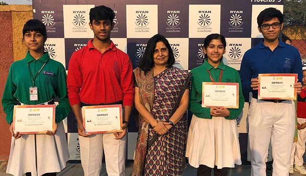 Anish Gurjar(Class XII) , Hridiza Roy (Class XI) , Aakarsh Arora (Class XII) and Ayushi Bakade (Class XI)