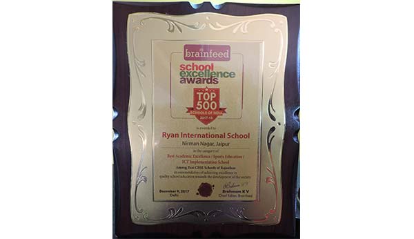 Brainfeed School Excellence Award - Ryan International School, Nirman Nagar - Ryan Group