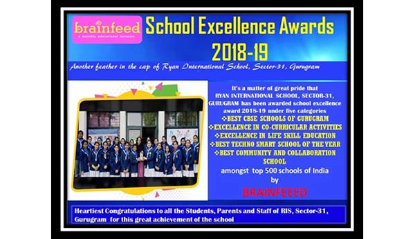 Brainfeed School Excellence Awards - Ryan International School, Sec 31 Gurgaon - Ryan Group