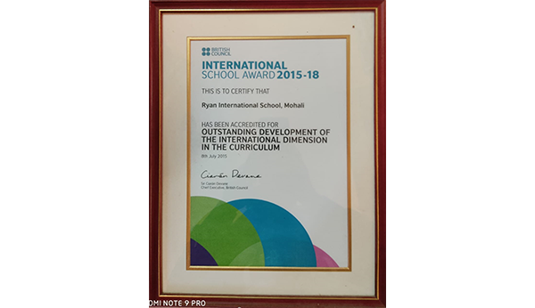 International School Award - Ryan International School, Mohali