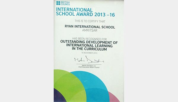 International School Award Outstanding  Development of International Learning in the curriculum - Ryan International School, Amritsar