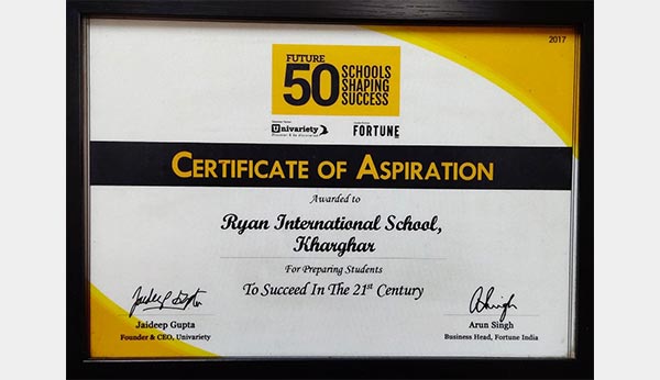 Certificate Of Aspiration - Ryan International School, Kharghar