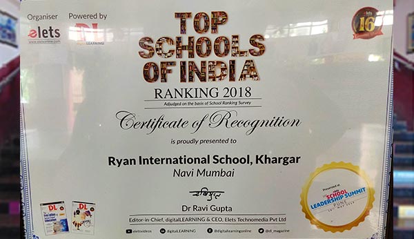 Certificate Of Recognition - Ryan International School, Kharghar - Ryan Group