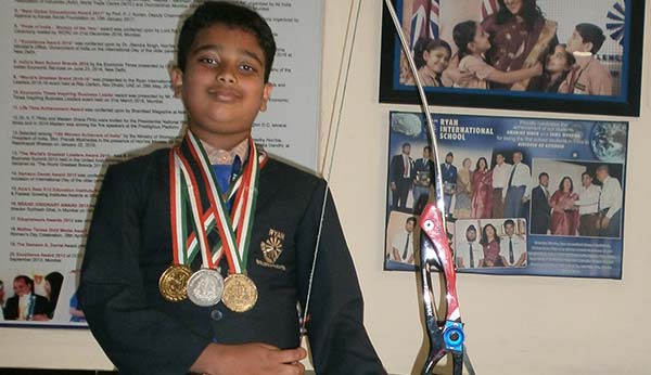 Dhruv Desai gets a Silver medal in Archery - Ryan International School, Kandivali East