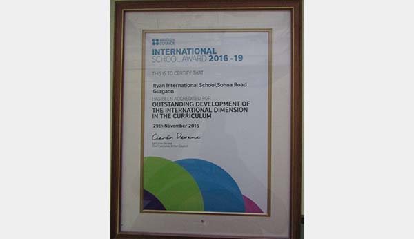 International School Award 2016-2019 - Ryan International School, Bhondsi, Gurgaon