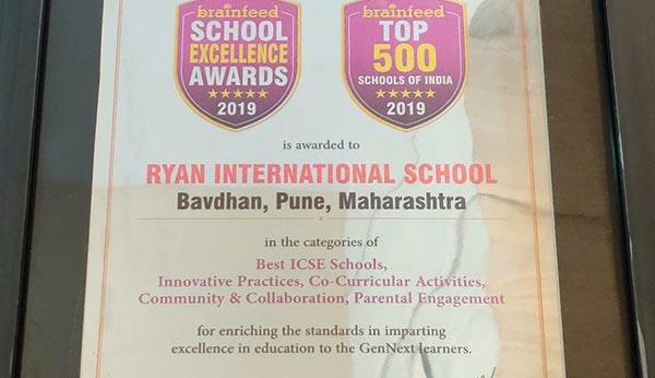 Awarded by Brainfeed - Ryan International School, Bavdhan