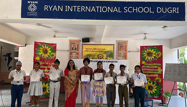 Intra HUB Maths Quiz 2nd position won by Palak Rathore and Jashandeep Singh - Ryan International School, Dugri