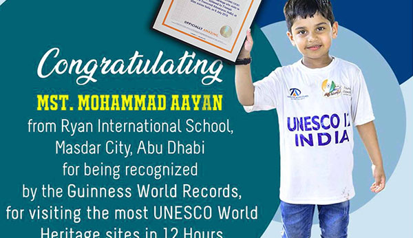 Guinness World Record – for Visiting the most UNESCO World Heritage sites in 12 Hours - Ryan International School, Masdar
