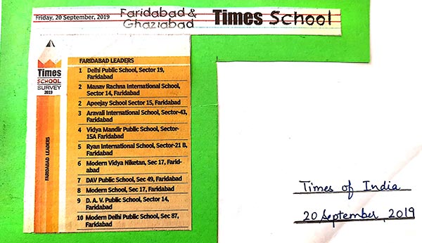 Times School Survey for 2019 - Ryan International School, Faridabad