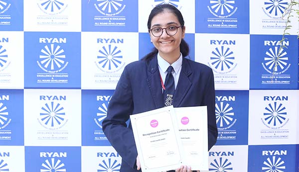 Vrinda Gandhi became the Youth Ambassador of the Year - Ryan International School, Sec-25, Rohini