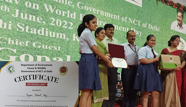 Excellence Award for Safeguarding the Environment of Delhi