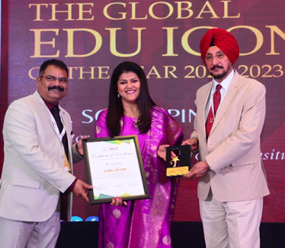Ms. Sonal Pinto was presented the Global Edu Icon Award 2022-23 by Global School Leaders' Consortium (GSLC)