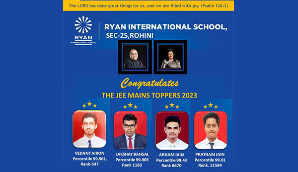 JEE Toppers - Ryan International School, Sec-25, Rohini