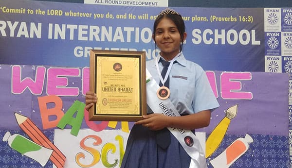 Khushi Rabban was Runner Up at United Bharat Competition - Ryan International School Greater Noida - Ryan Group