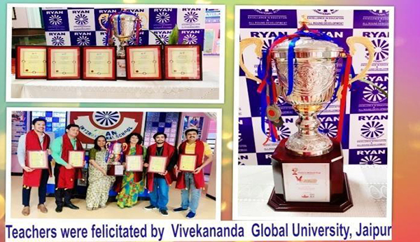 Teachers were felicitated by Vivekananda Global University, Jaipur