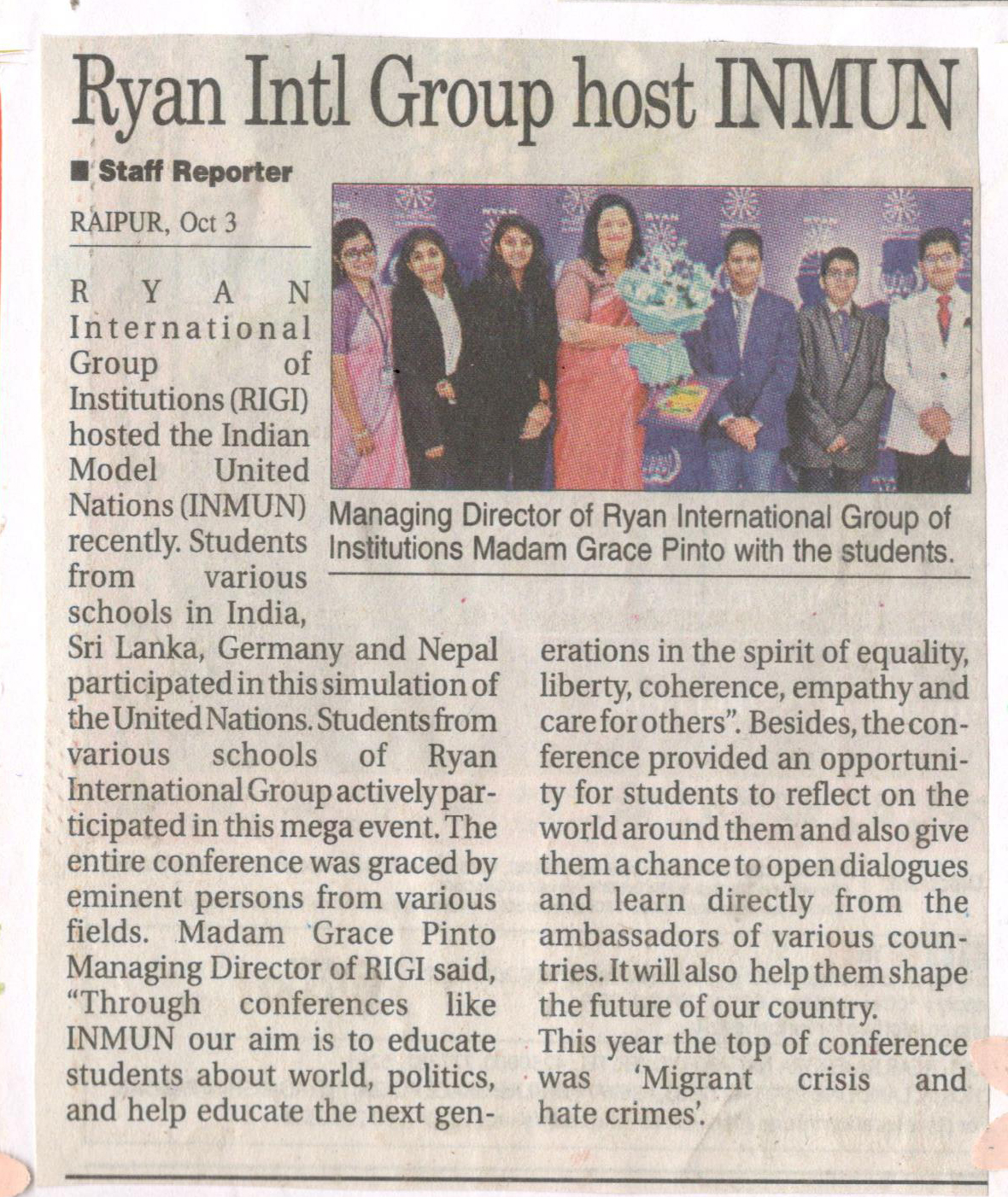 Ryan International Group host INMUN