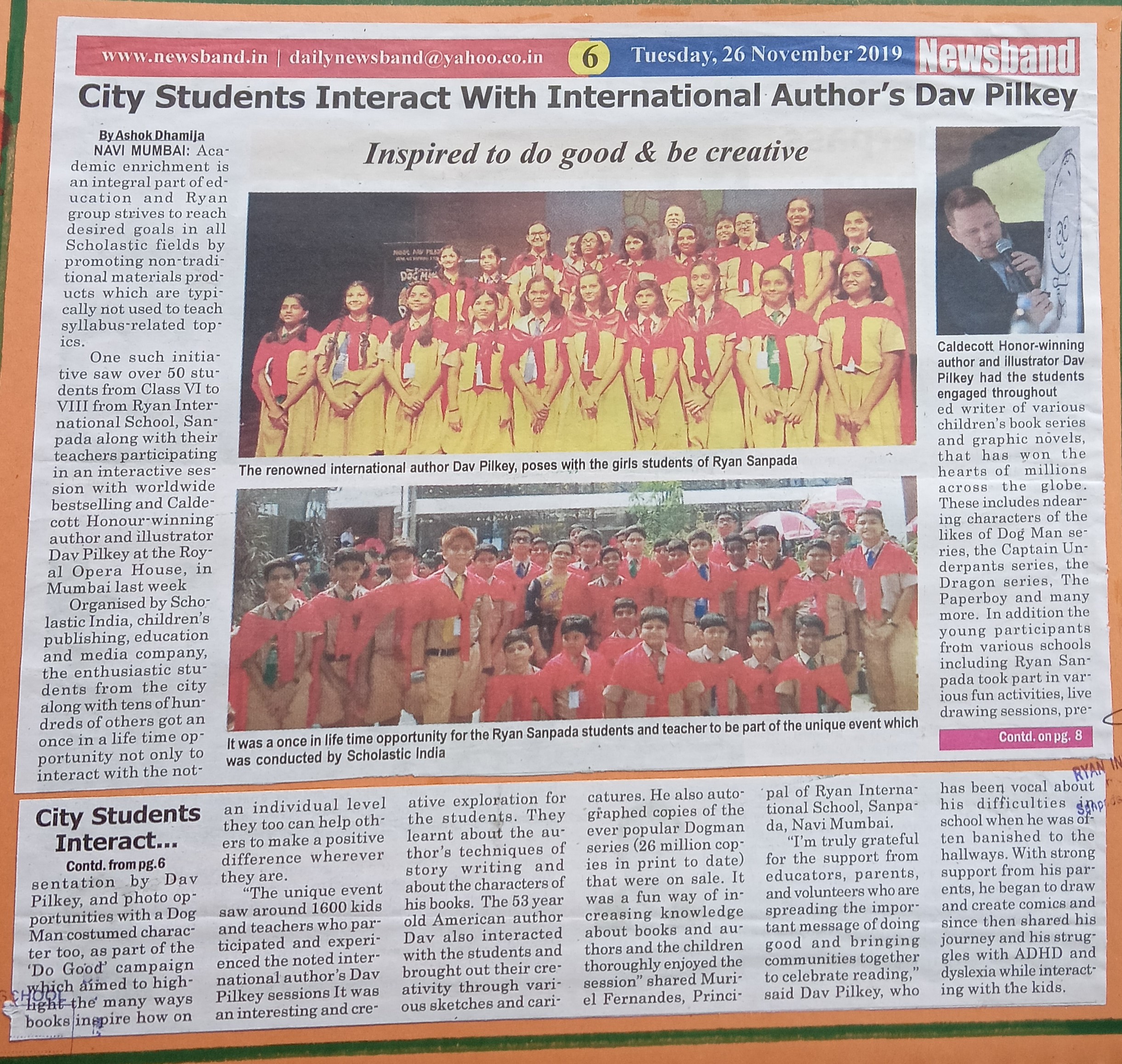 Scholastic workshop was featured in Newsband - Ryan International School, Sanpada