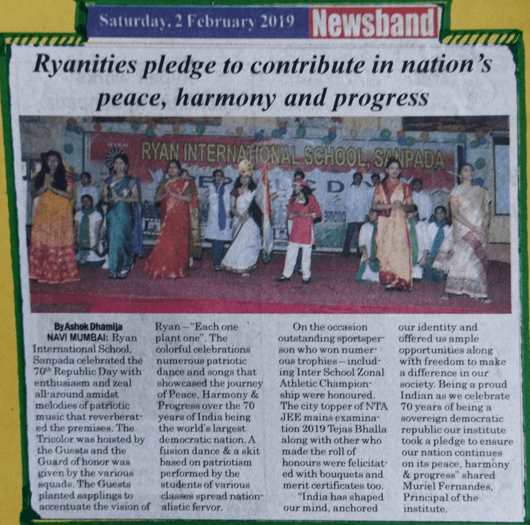 Republic Day was featured in Newsband - Ryan International School, Sanpada