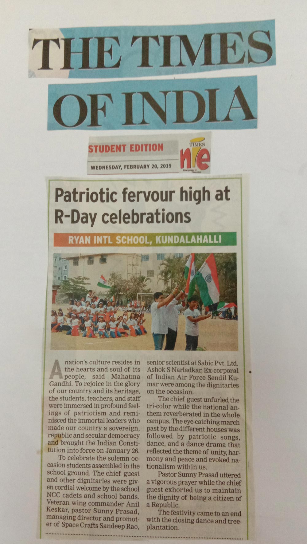 Republic Day - Ryan International School Kundalahalli - Ryan Group