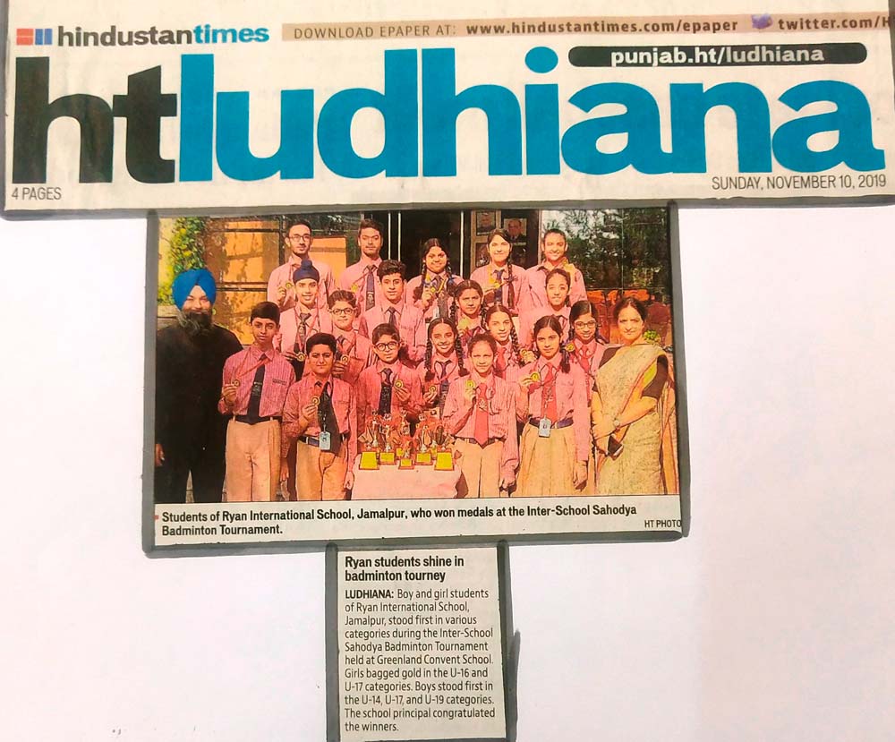 Badminton Tournament - Hindustan Times (HT Ludhiana) - Ryan International School, Jamalpur - Ryan Group