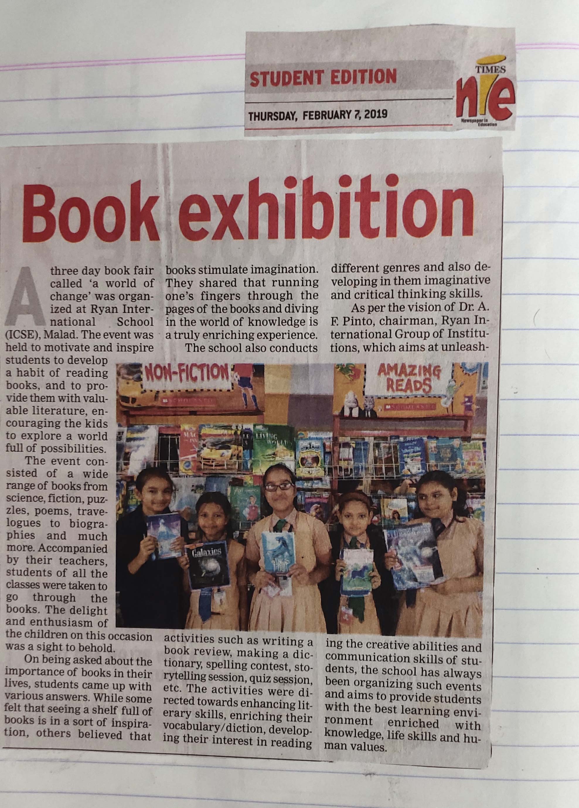 An article under the name “Book Exhibition” was published in the Times of India