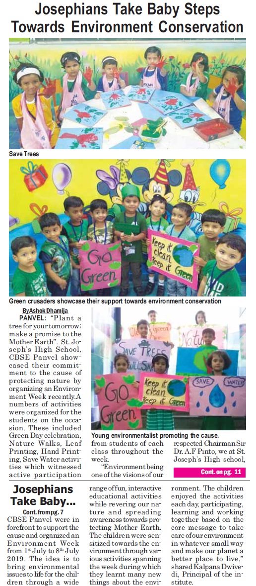 Environment Day was featured in Newsband - Ryan International School, Panvel