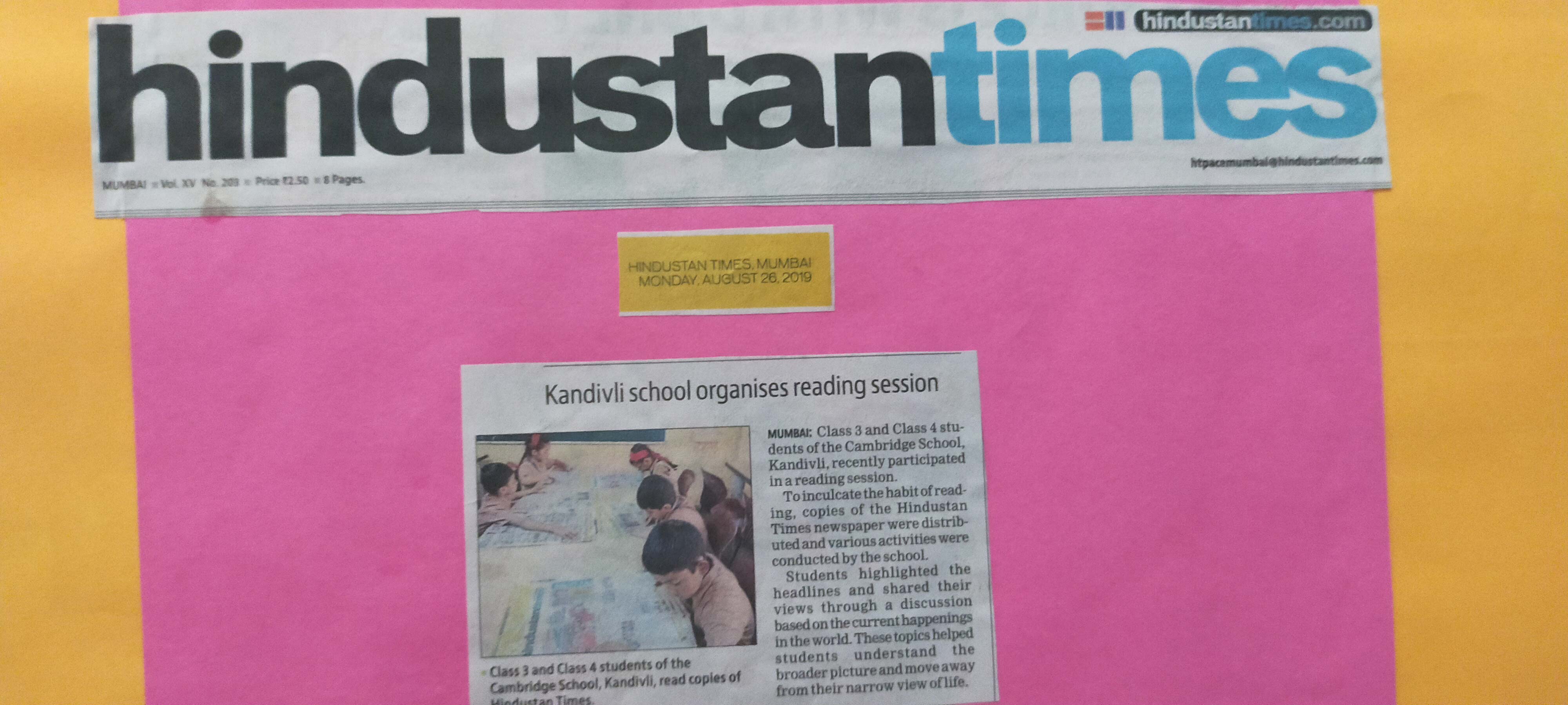 Kandivali School organises reading session - Ryan International School, Kandivali East