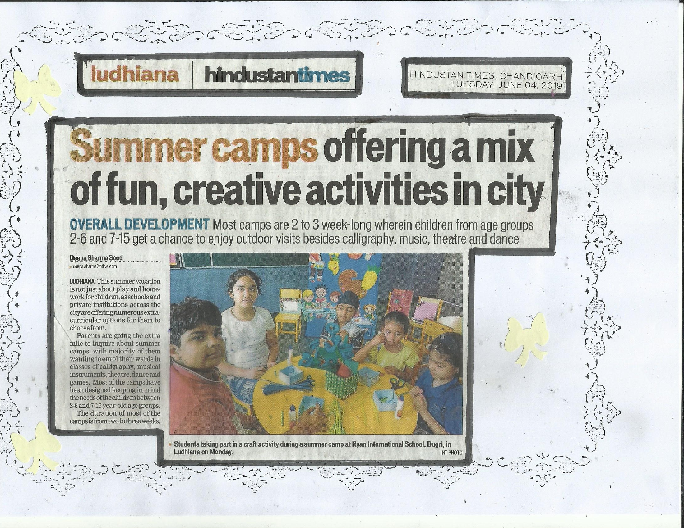 Summer Camp organised - Ryan International School, Dugri