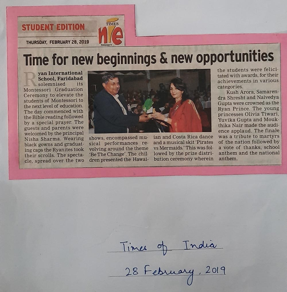 Time for new beginnings & new opportunities - Ryan International School, Faridabad
