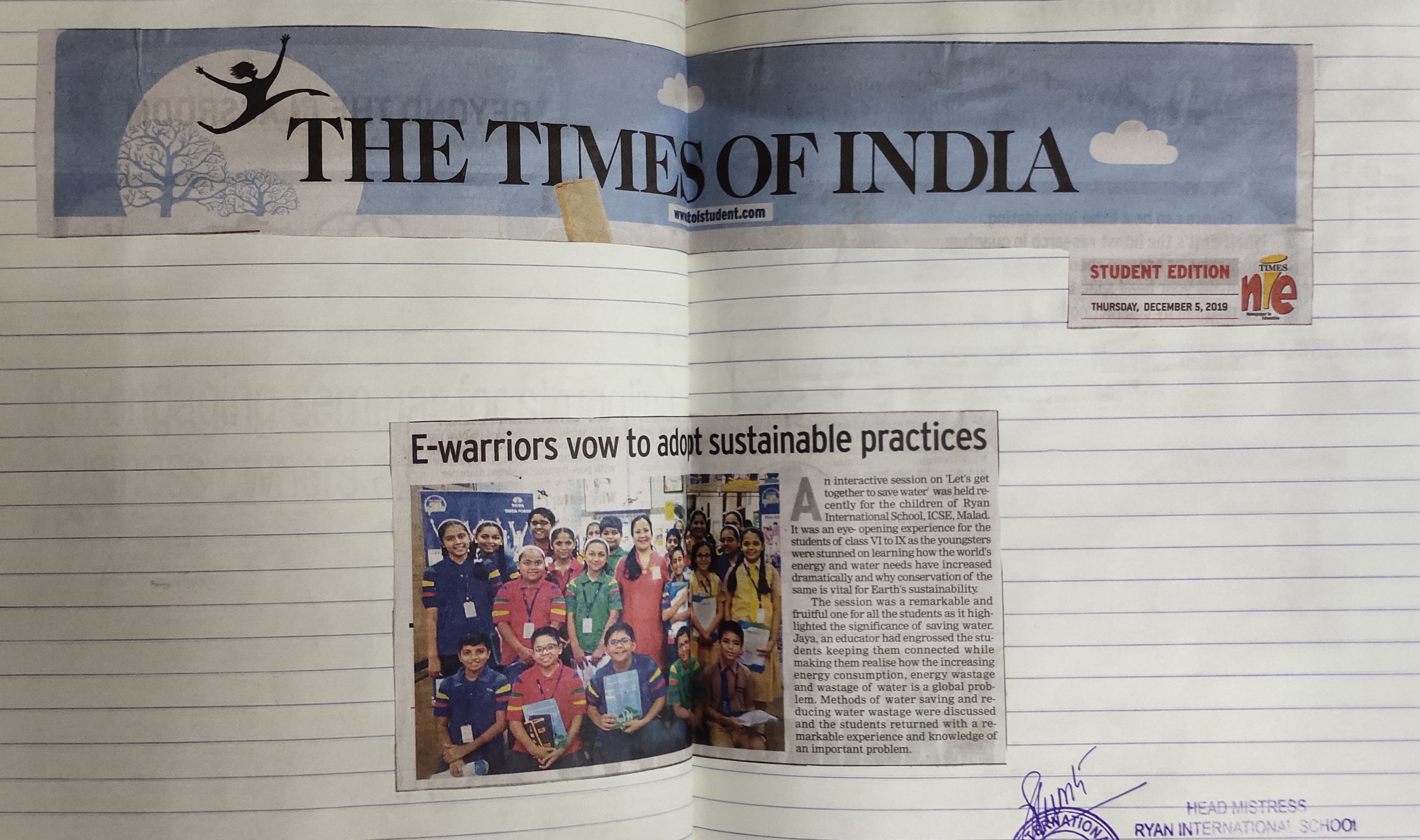 An article under the name “Interactive session with Ms. Arohi Pandit - First woman pilot” was published in the Times of India
