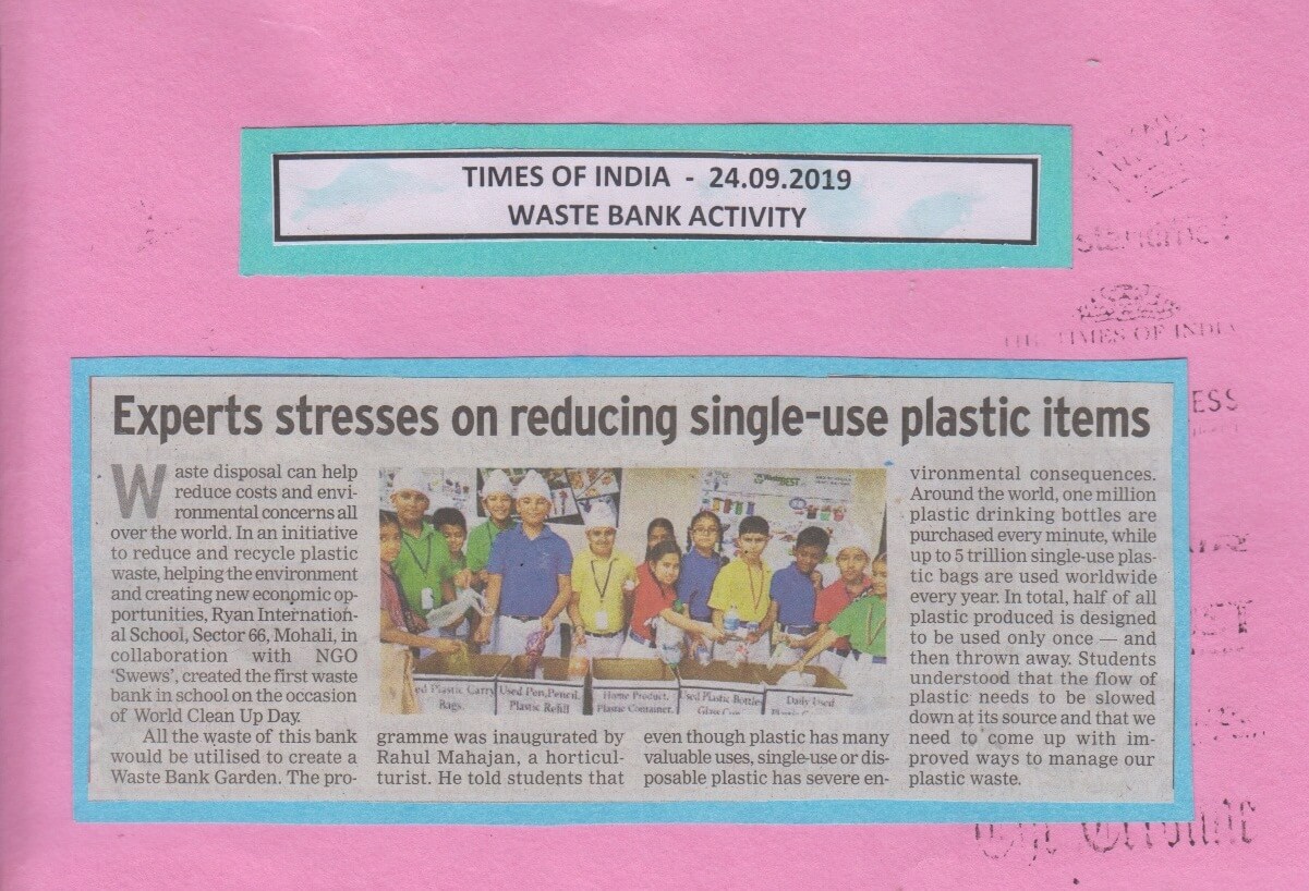 Waste Bank Activity - Ryan International School, Mohali