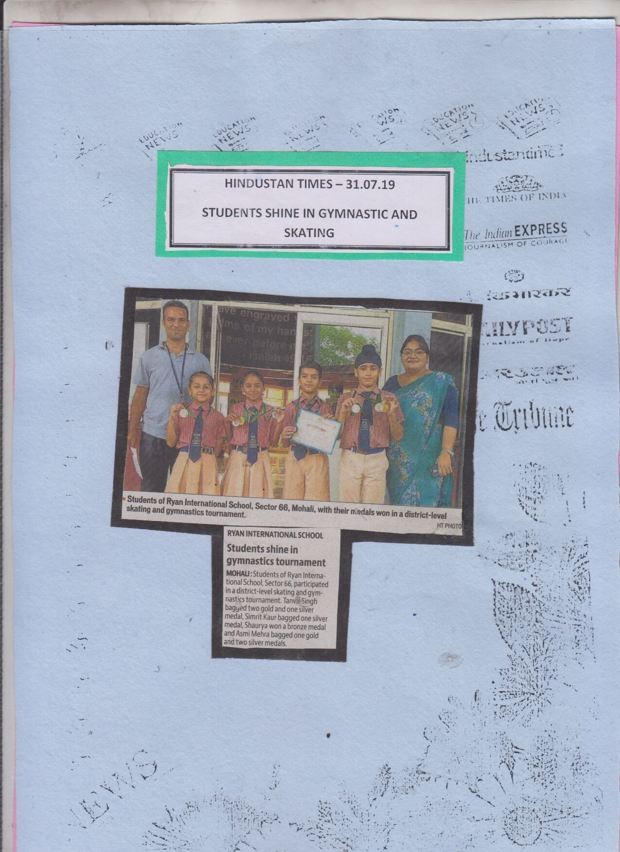 Students Shine in Gymnastic and Skating - Ryan International School, Mohali