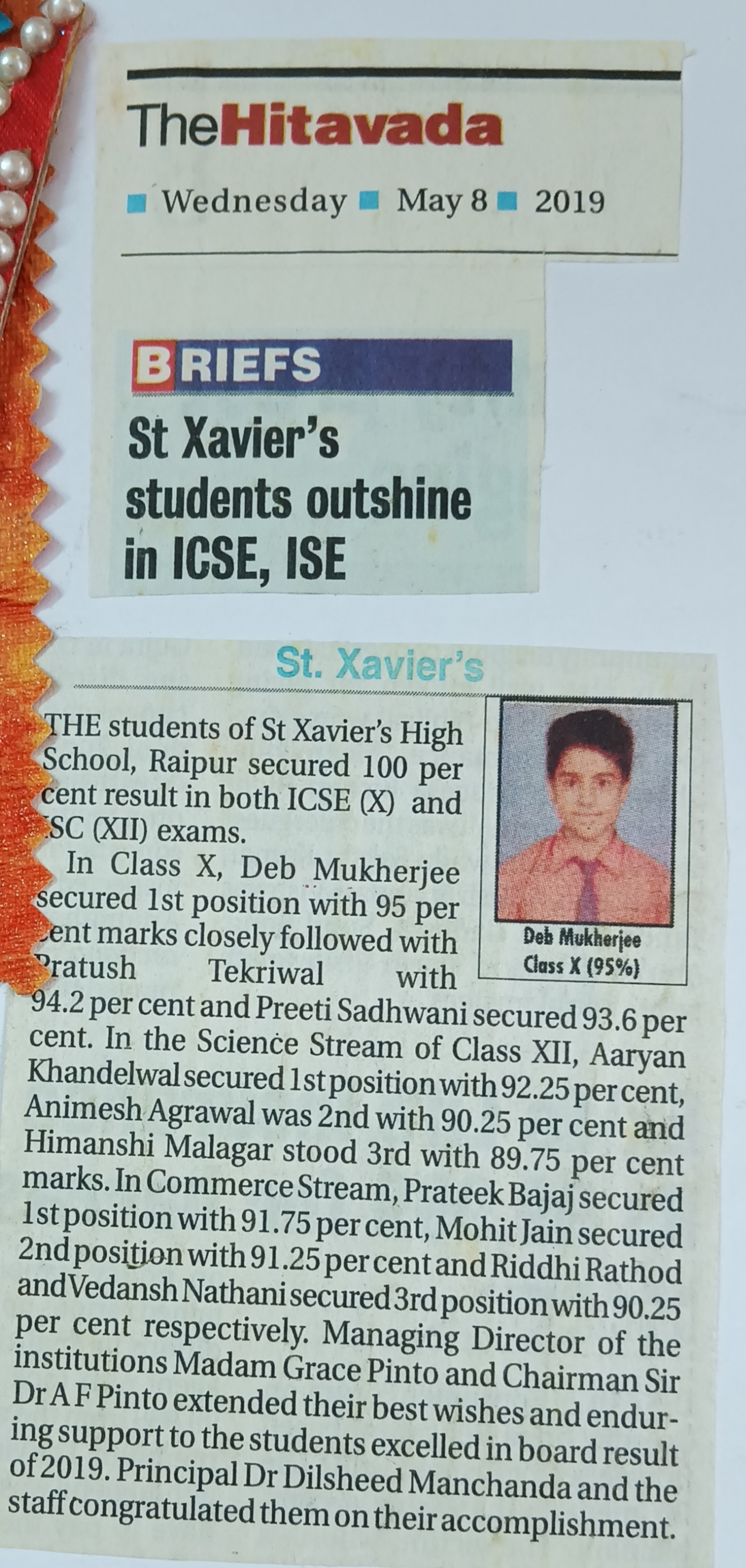 St. Xavier's students outshine In ICSE, ISE