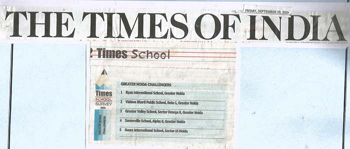 Ryan International School, Greater Noida, tops the Greater Noida challengers in the times school survey - Ryan International School Greater Noida - Ryan Group