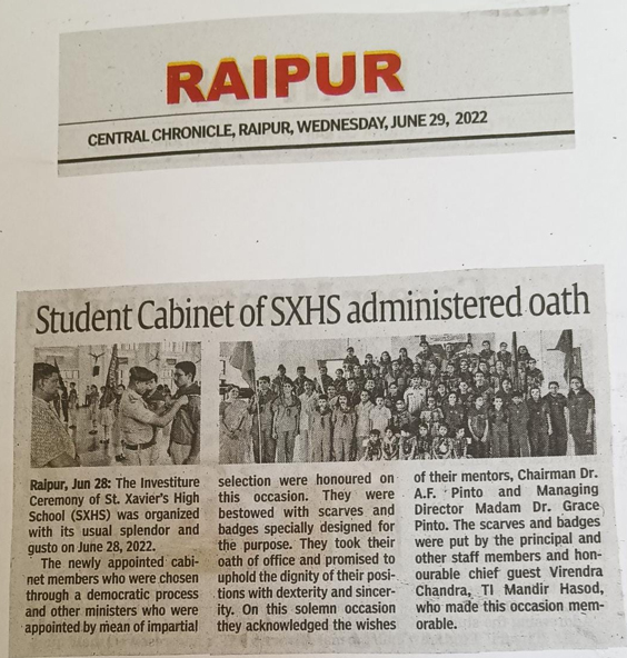 Student Cabinet of SXHS administered oath