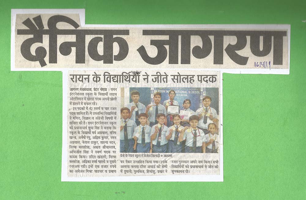 Ryanites Win 16 Medals in Live Olympiad - Ryan International School Greater Noida - Ryan Group