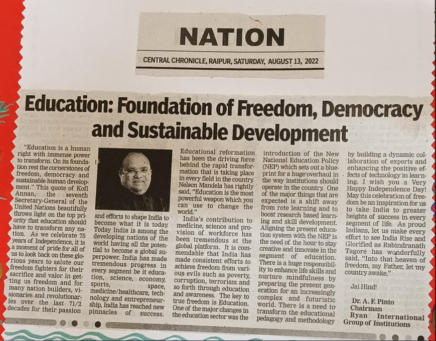 Education: Foundation of Freedom, Democracy and Sustainable Development