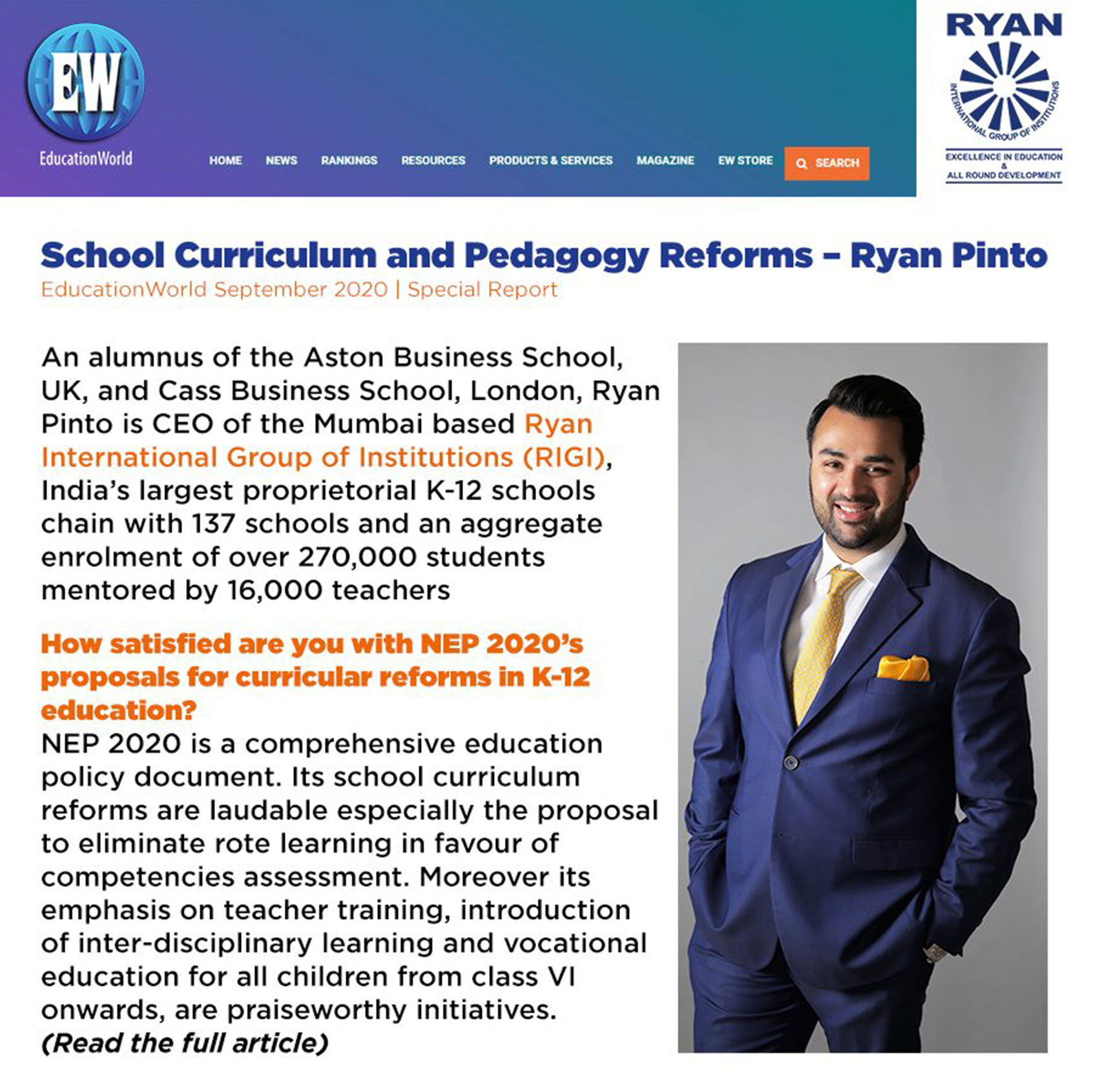 School curriculum and pedagogy reforms – Ryan Pinto
