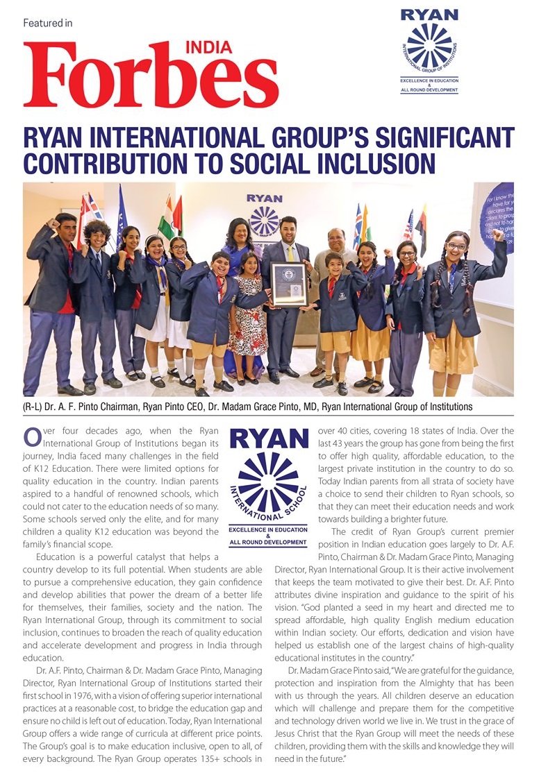 Ryan International Group Featured in Forbes India