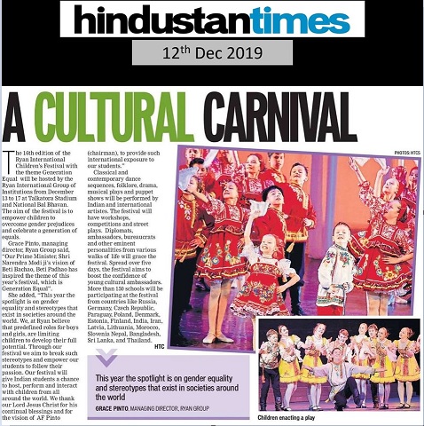 The 16th edition of Ryan International Children Festival was featured in Hindustan Times