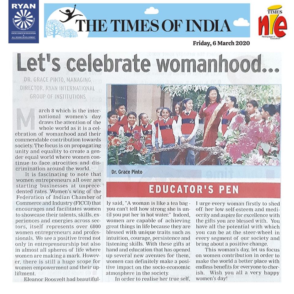 The Times of India NIE article 'International Womens Day